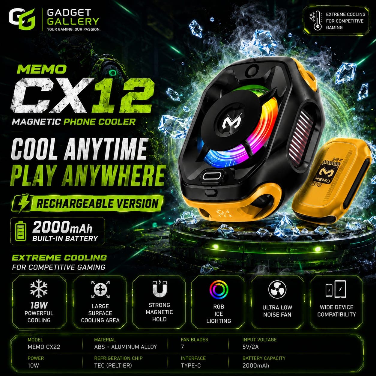 MEMO CX12 10W Magnetic rechargable Cooler